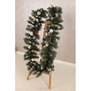 Гірлянда зі штучної хвої із засніженими шишками 2,8м